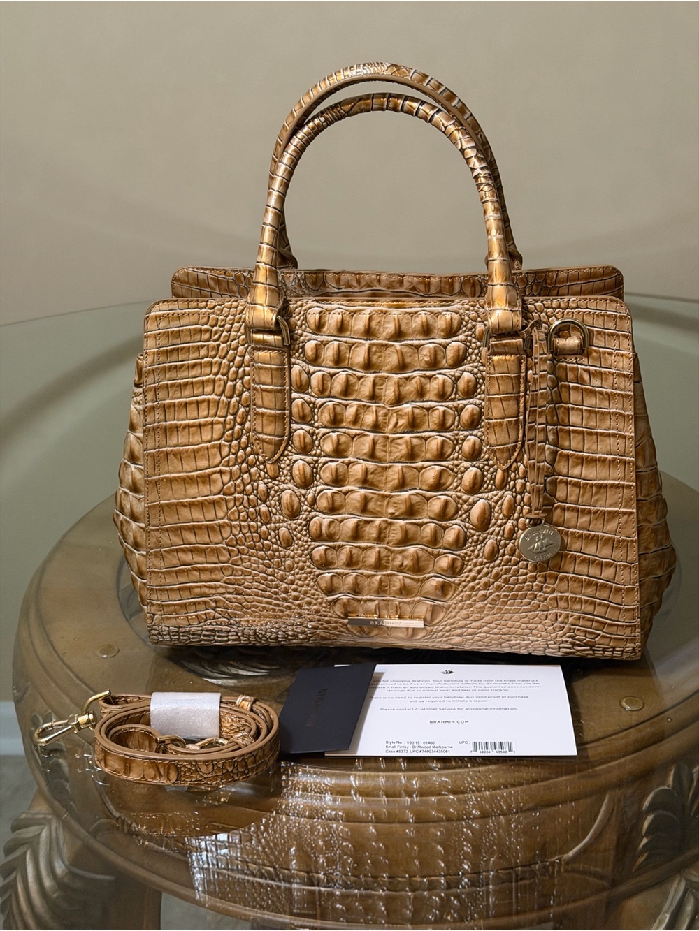 Brahmin Small Finley Satchel Driftwood with Removable Strap